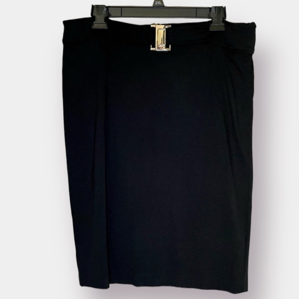 Cato Pencil Skirt Gold Toned Buckle Black Size 12
